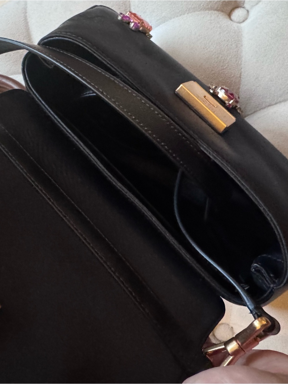 kate spade Black Jeweled Satin Satchel - Picture 3 of 4